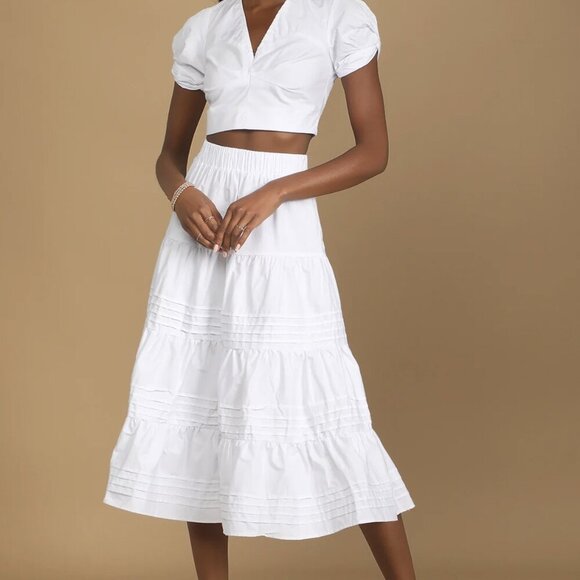 NWT Lulus Perfect Intentions White Puff Sleeve Crop Top (size S) - Picture 2 of 5